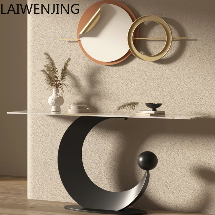 

SGF light luxury Italian rock slab porch table against the wall narrow strip case creative decoration end view table