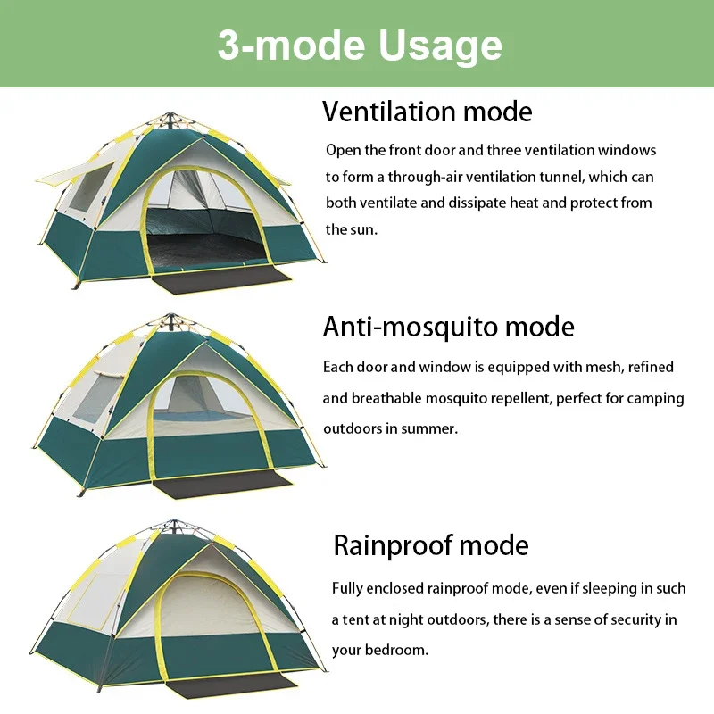 Travel Family Rainproof Windproof 1-4 osoba w pełni automatyczny namiot Camping parasolka markiza schronisko plaża łatwe otwieranie namiotów