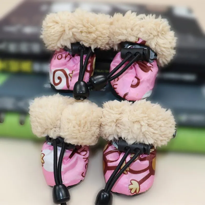 4PCS Dog Shoes Winter Super Warm Cotton Shoes Anti Slip Dog Boots Dogs Paw Protectors Puppy Shoes Pet Product Dog Accessories