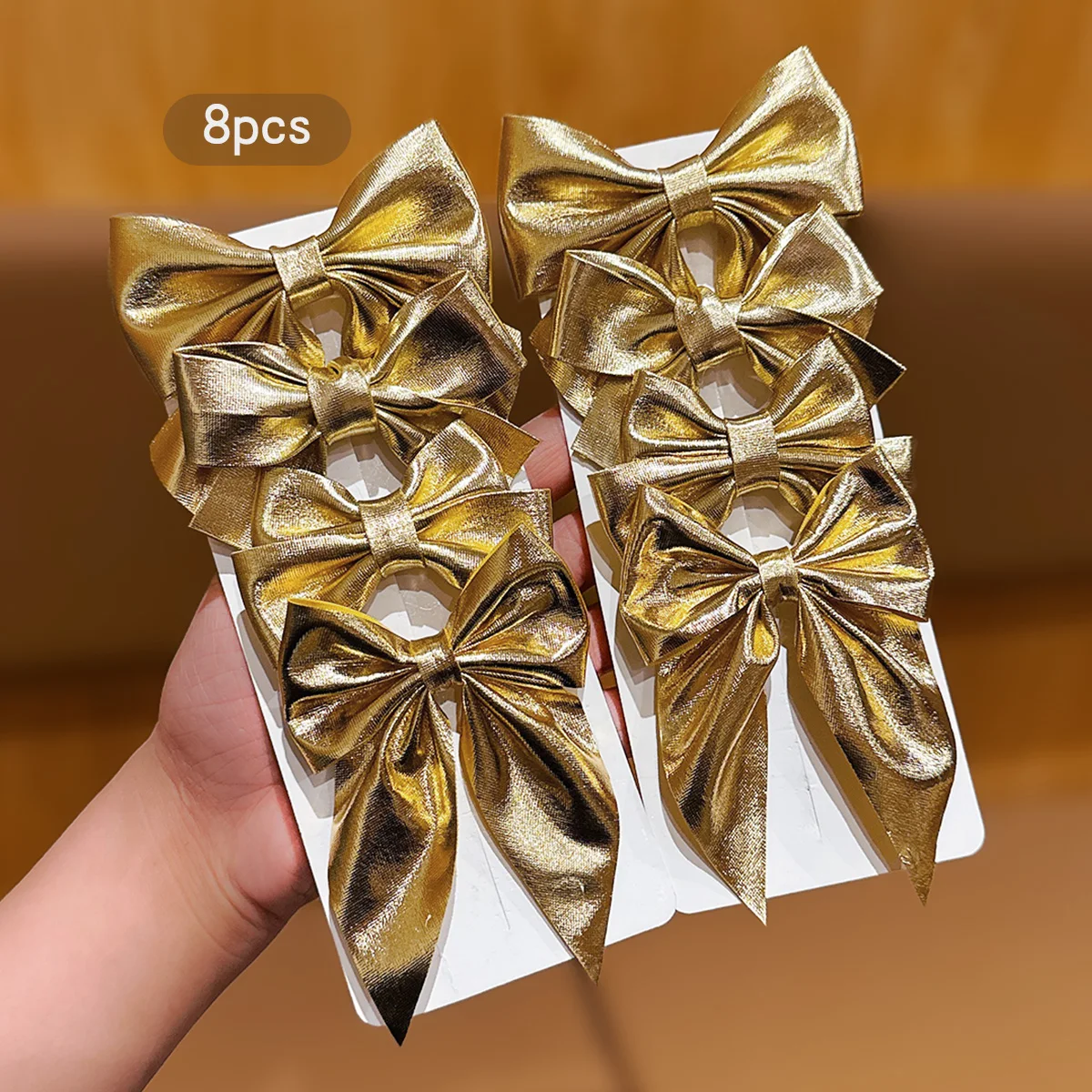 8 gold fashionable bow hair clips and simple headwear suitable for daily use