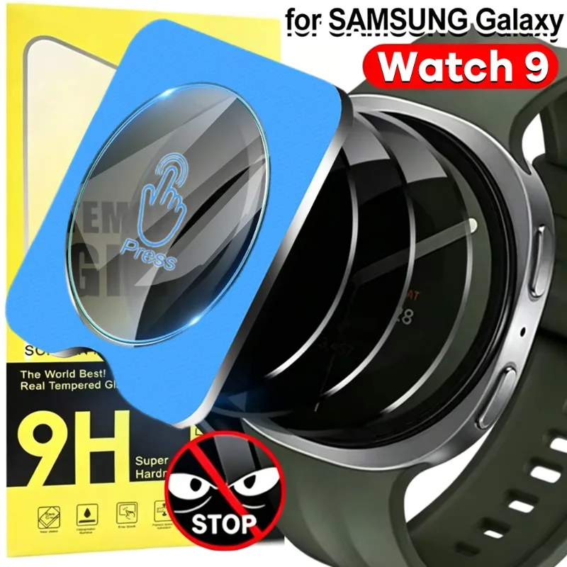 1-5 Peças de Vidro Temperado com Instalação de Alinhamento Automático para Samsung Galaxy Watch 9 40/44MM, Película Protetora de Tela Anti-espião