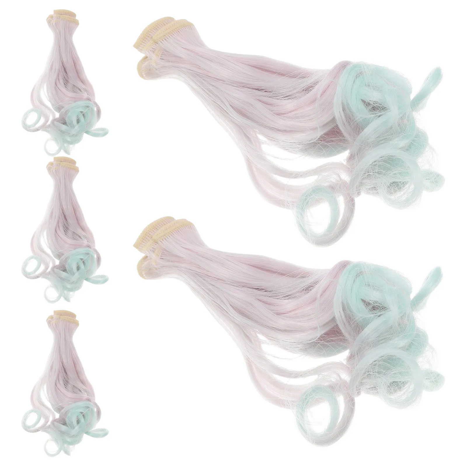 5Pcs Hair Wigs Set Fashion Curly Styling Synthetic Replacement Accessories DIY Long Vivid Extensions Hairpiece Kit