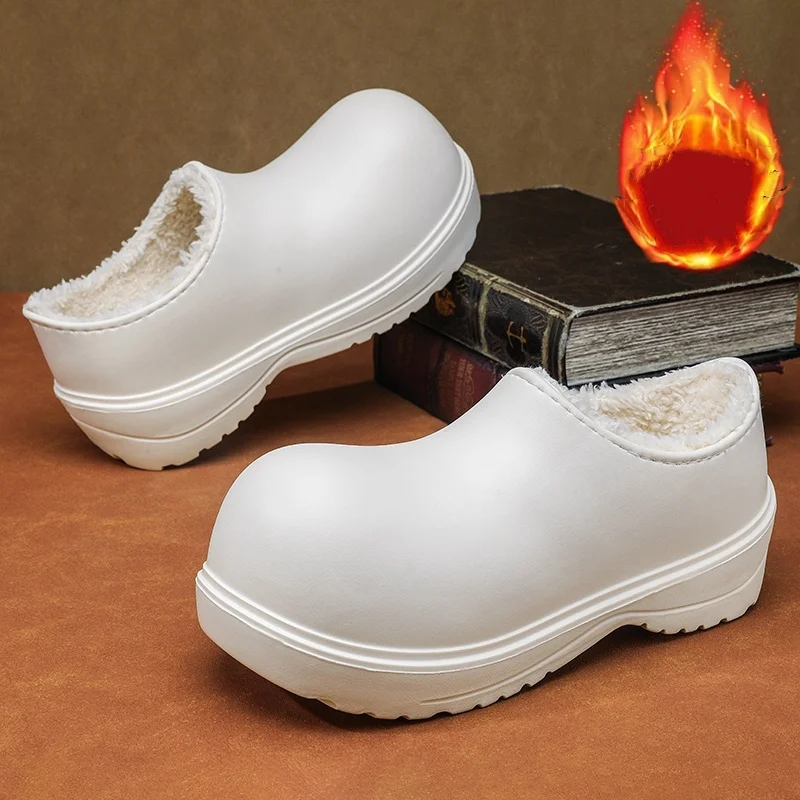 Men's & Women's Fleece‑Lined Big‑Toe Chef Shoes, Waterproof Oil‑Resistant Anti‑Slip Thick‑Sole Cold‑Resistant Warm Kitchen Work