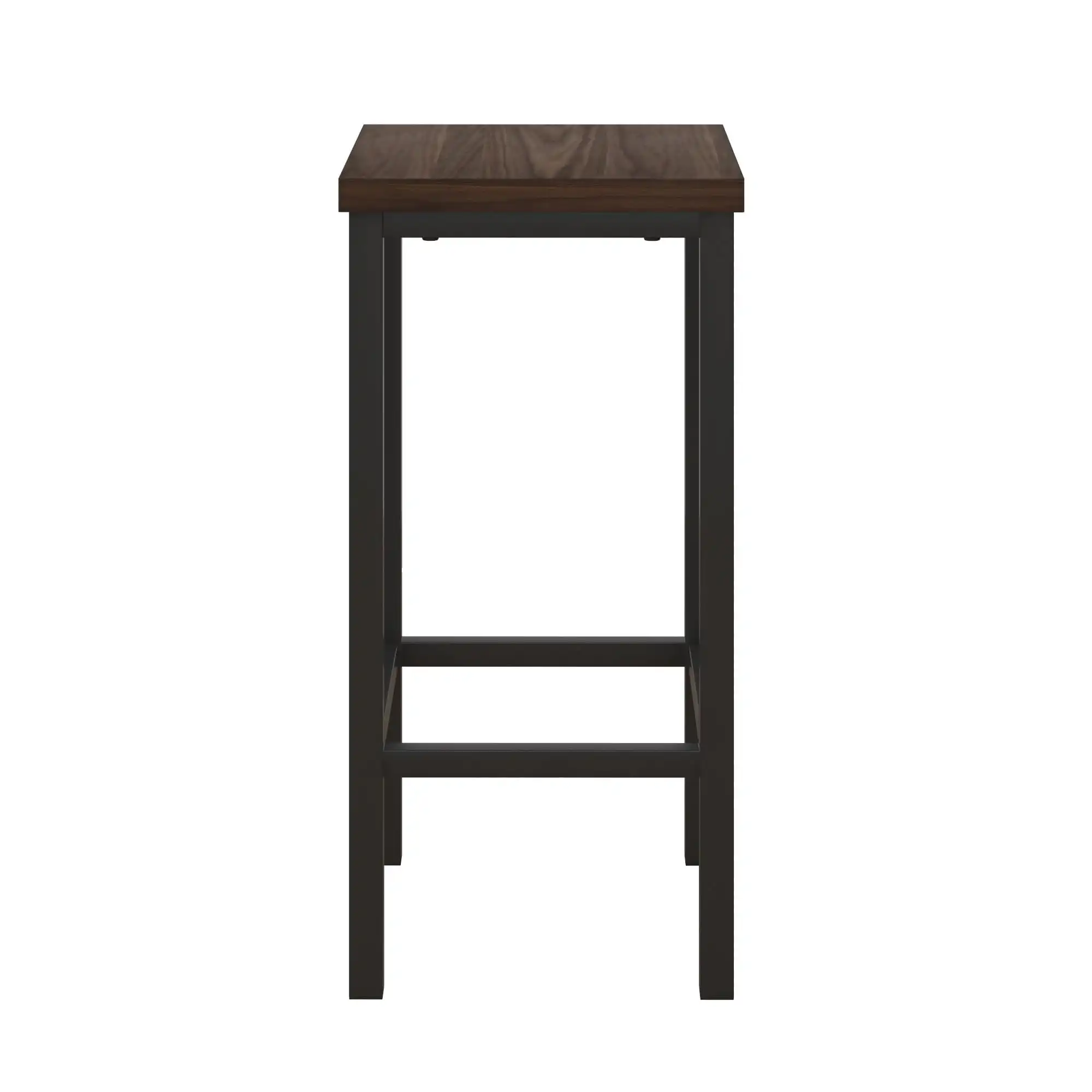 3 Piece Dining Pub Set  Iron Frame Counter Height Bar Table with Backless Barstools, Espresso