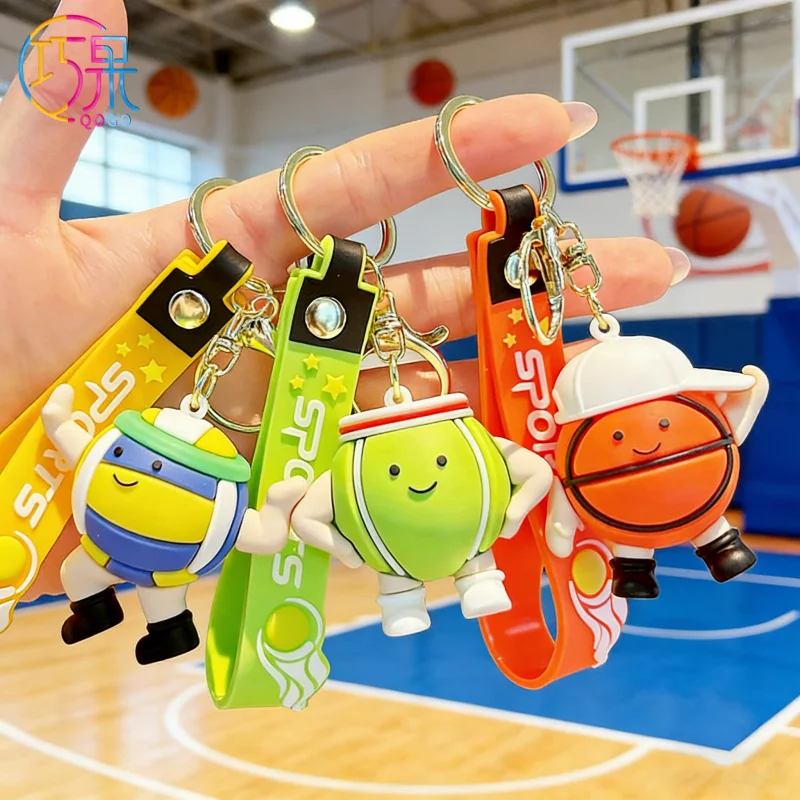 Creative cute sports ball keychain fashion exquisite badminton basketball tennis table tennis bag pendant gift for friends