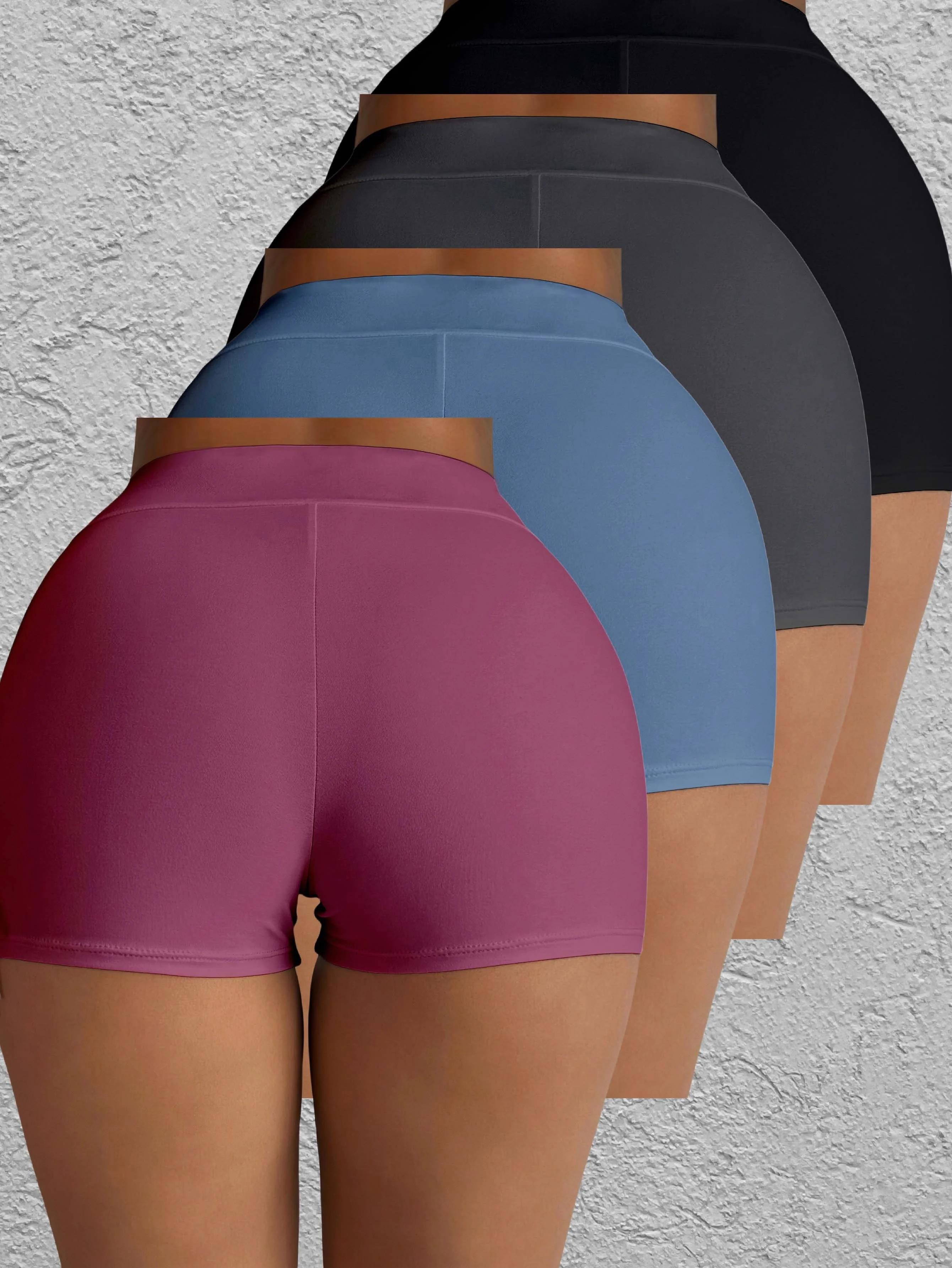 Nueva tendencia de moda para mujer, pantalones cortos versátiles de color sólido para mujer, conjunto de cuatro piezas