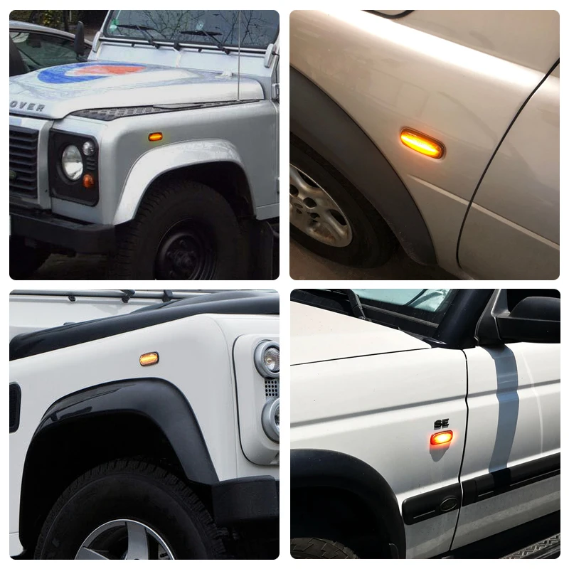 Clear Lens Dynamic LED Side Marker Lamp Assembly For Land Rover Defender TD5 Freelander Discovery2 Blinker Turn Signal Light