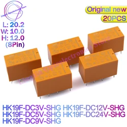 20PCS/Lot Signal Relay HK19F -DC  3V 5V 6V 9V 12V 24V-SHG Relays HK19F-DC12V-SHG HK19F-DC24V-SHG 8PIN 2A 2 Open 2 Closed 4078