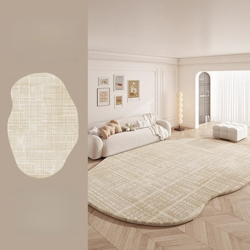 Crème stijl woonkamer decoratie pluche tapijt onregelmatige vormen tapijten voor slaapkamer pluizig zacht lounge vloermat dik nachtkastje tapijt