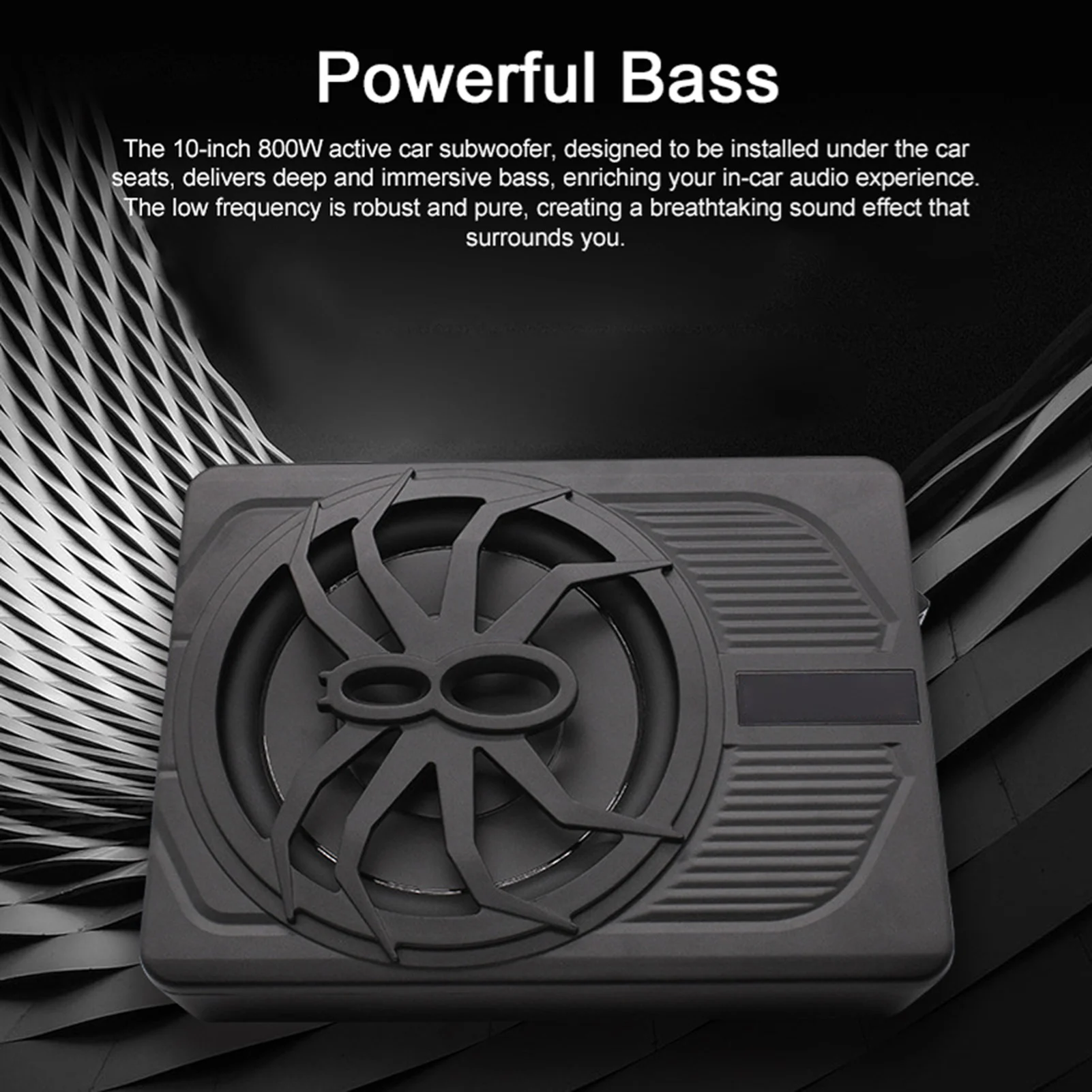 

10 Inch 800W Under Seat Car Subwoofer High Power Active Subwoofer Speaker Built in Amplifier with Volume Controller Blue LED