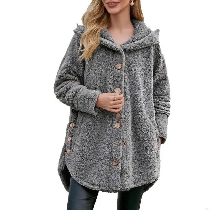 Bộ Đồ Ngủ Hình Dễ Thương, Chăn Lông Sang Trọng, Áo Trùm Đầu, Thiết Kế Nút, Kích Thước Bộ Đồ Ngủ Mềm Mại Và Ấm Áp F3MD