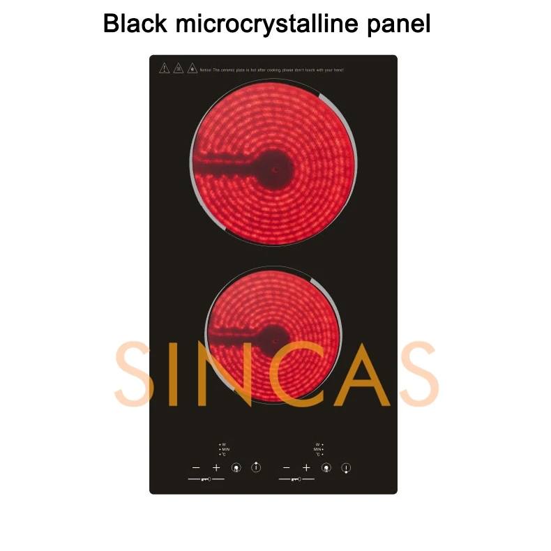 Fornello a induzione elettrico in ceramica a doppia testa incorporato 220 \ 110V Fornello a onda luminosa a doppia testa verticale a piastra completa