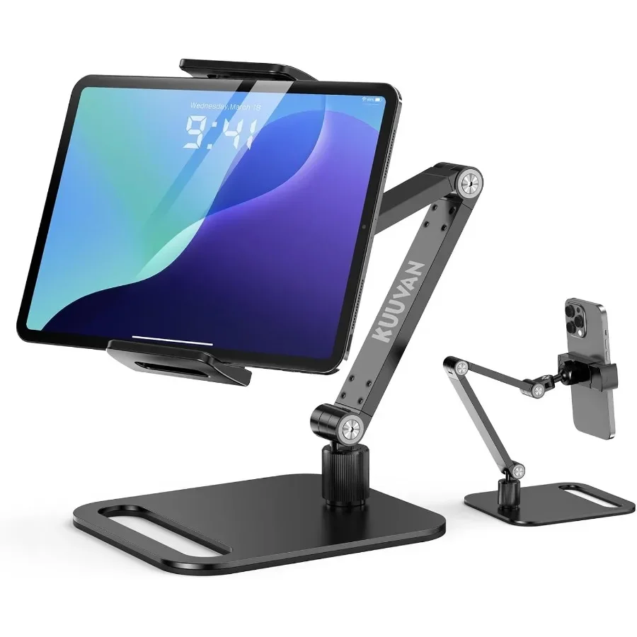 

Tablet Stand Holder for iPad Portable Monitor Stand Holder 15.6'' 17.3'' Aluminum Alloy Foldable Arm Mount with 360 Swivel Desk
