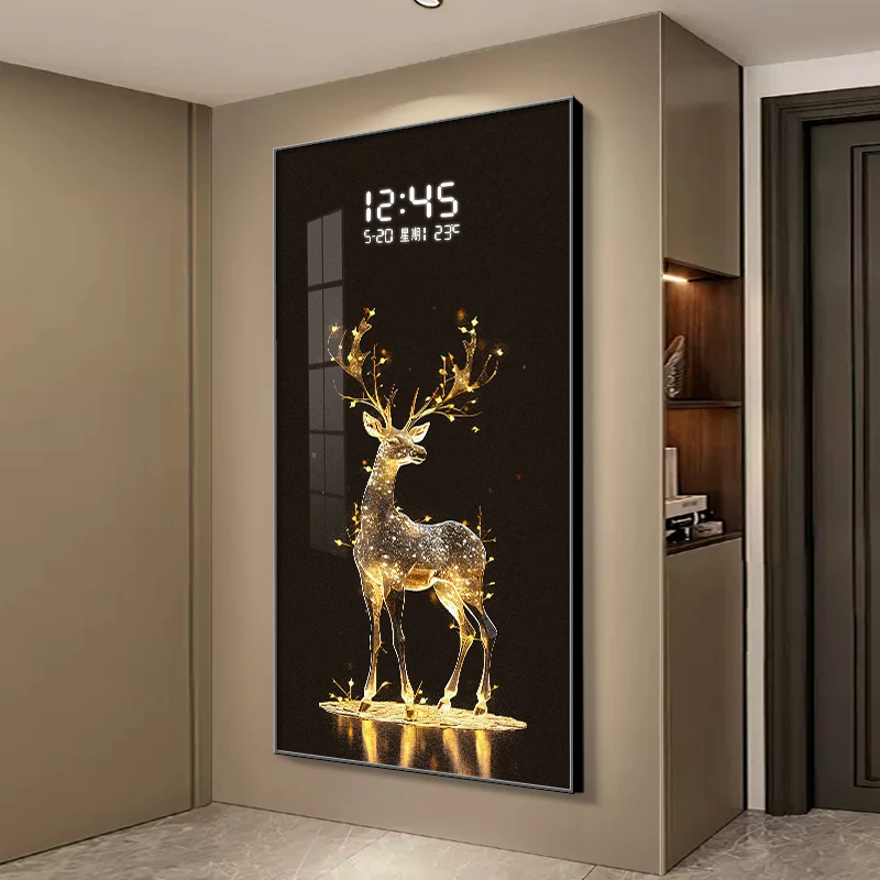 2025 Elk Modern Living Room LED Light Electronic Clock Corner Entrance Bedroom Study Wall Light Mural Corridor Decoration