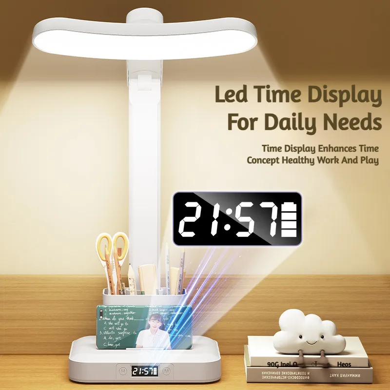 Student LED Desk Lamp Eye Protection Study Reading Light Dimmable Flicker Free Bedroom Desk Lamp