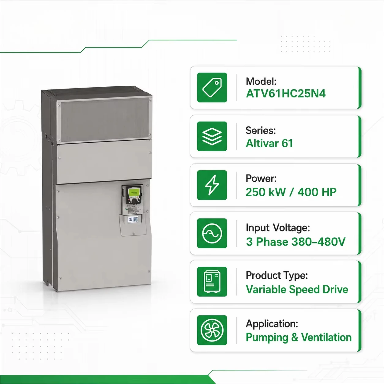 Original  ATV61HC25N4 Variable Frequency Drive 250kW 400HP Three Phase High Power AC Drive Frequency Converter