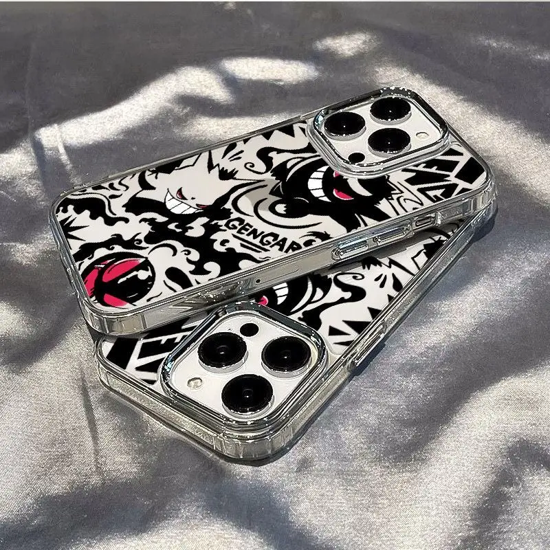 Electroplated Lens Pokemon Gengar Phone Case For iPhone 16 15 Pro Max 14 13 12 11 X XS XR 7 8 Plus SE 20Soft Silicone Back Cover image 2