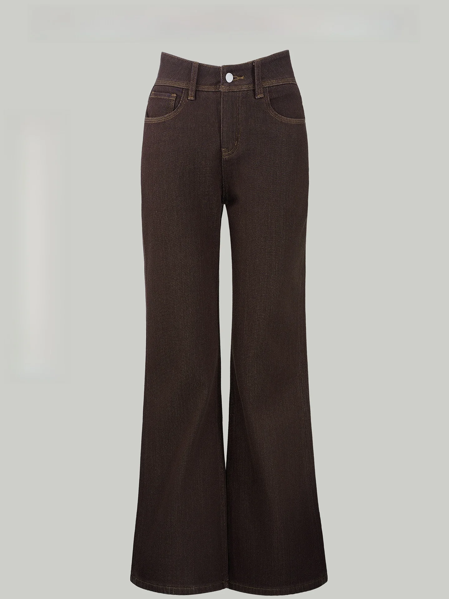 

Расклешенные джинсы на подкладке Fce, женские эластичные широкие джинсы, повседневные зимние теплые джинсы из смеси хлопка с открытой талией