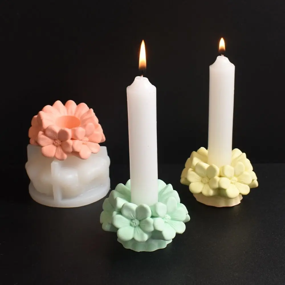 

Creative Cherry Blossom Candlestick Mold Handmade DIY Candle Holder Silicone Mold 6-petal Standable Candle 3D Candle Stand Molds