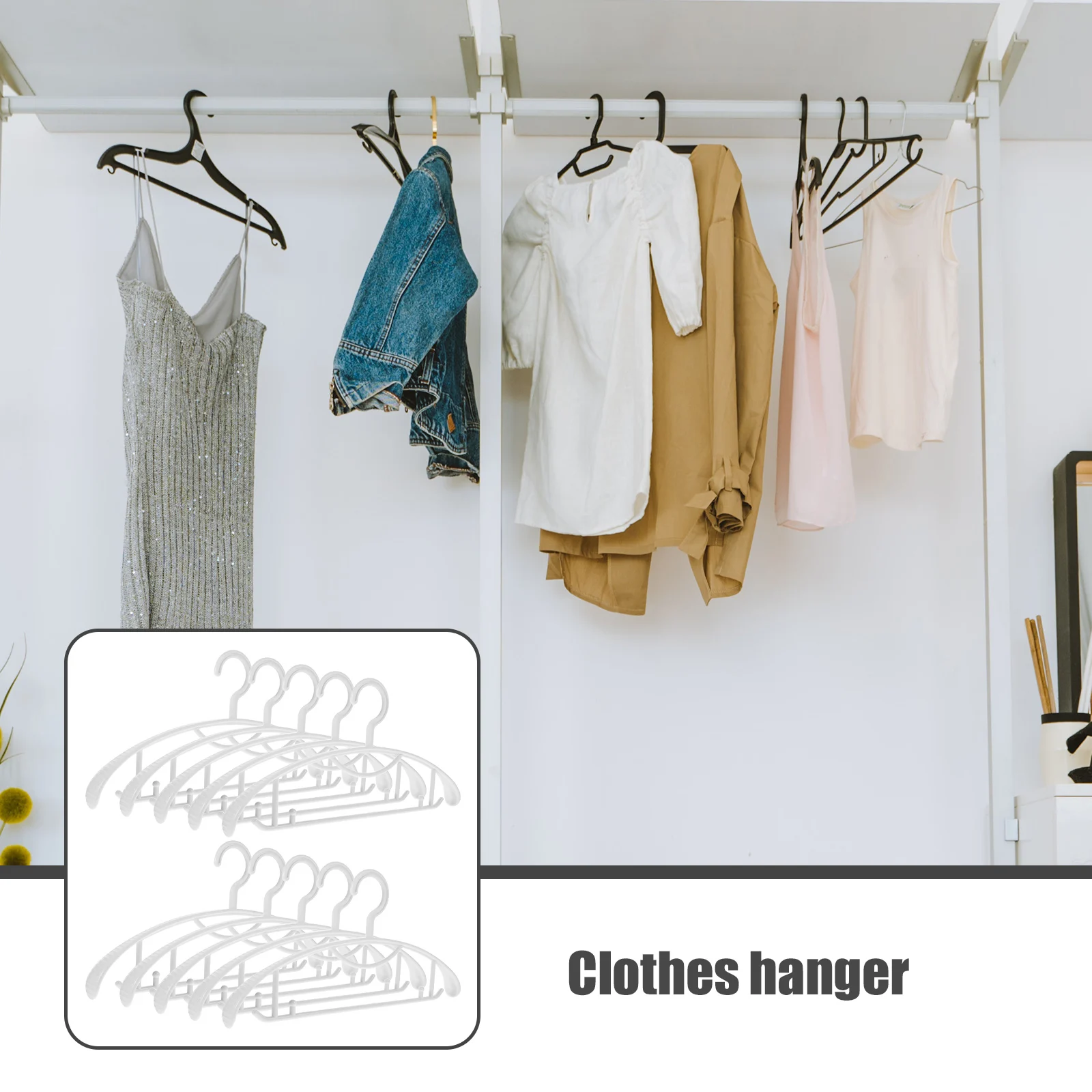 

5 White Clothes Hangers Traceless Plastic Coat Hotel Clothes Home Accessories Hanger Hanger for Home Storage Rack
