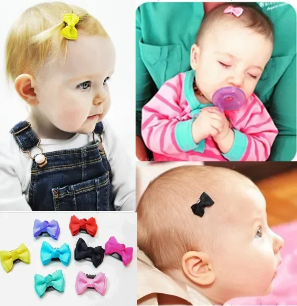 10/20Pcs Candy Color Baby Mini Small Bow Hair Clips Safety Hair Pins Barrettes for Children Girls Kid Hair Accessories Wholesale