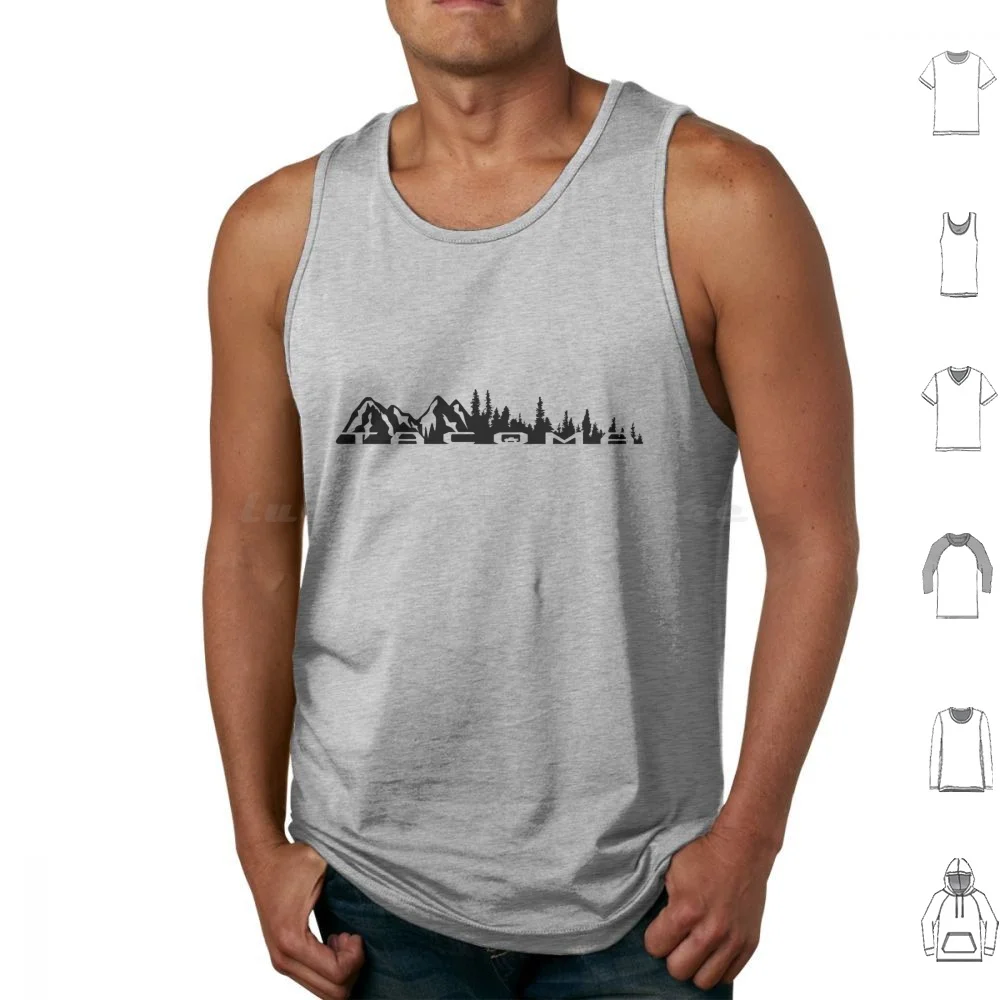 Tacoma Truck Mountains Tailgate Script Tank Tops Print Cotton Tacoma Truck Overlanding Trd Pro Sr5 Limited Taco 4x4