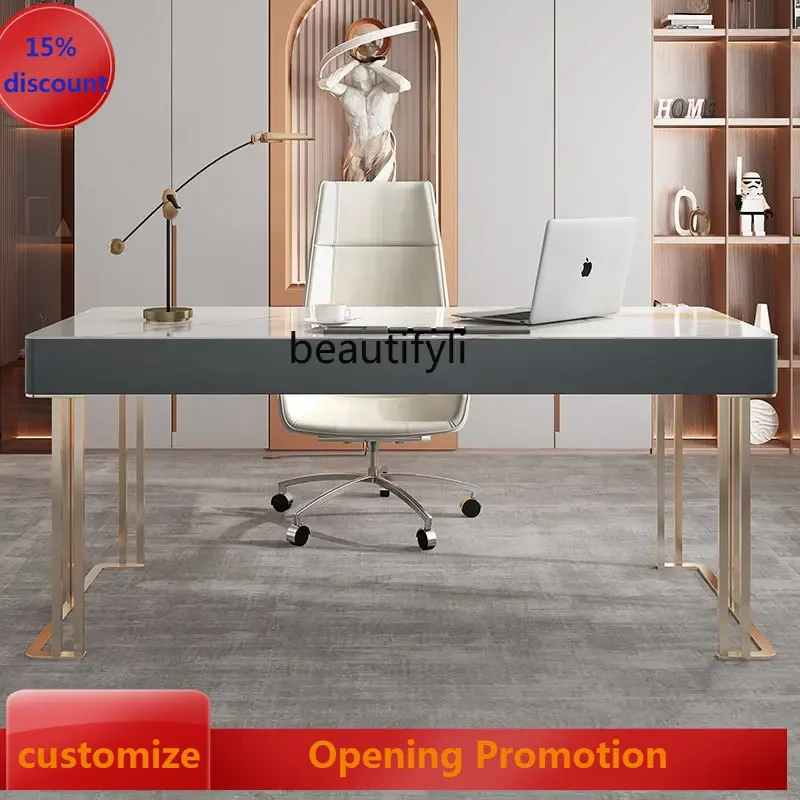 

Desk Light Luxury Modern Stone Plate Simple Desktop Computer Desk Chair Office Home Study Furniture Desk Chair Combination G1218