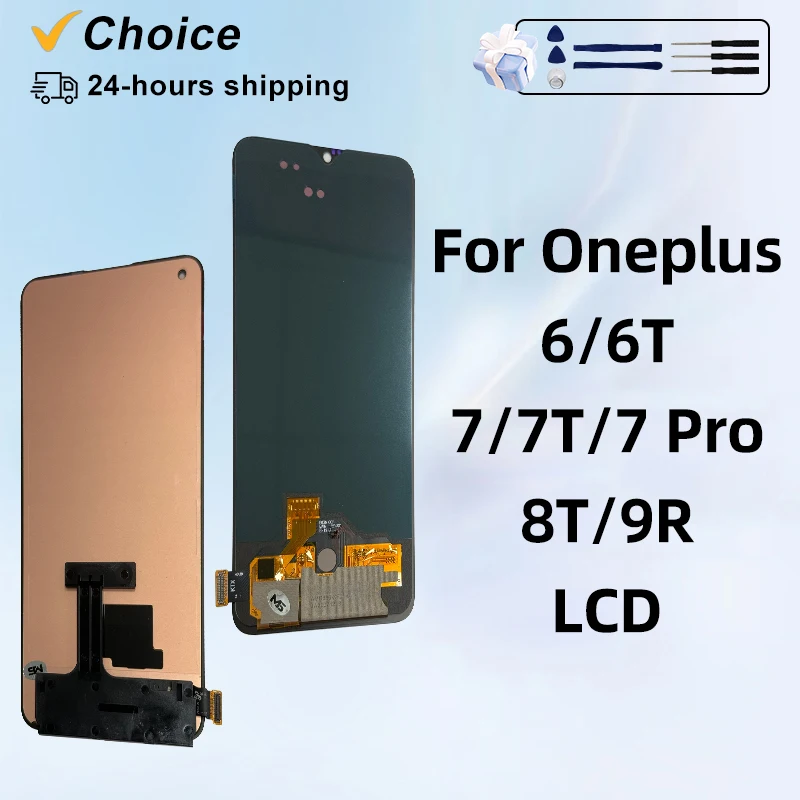 AMOLED pour OnePlus 7 LCD 7T affichage 1 + 6 6T écran tactile 7 Pro LCD pour Oneplus 8T affichage 9R pièces de rechange avec cadre