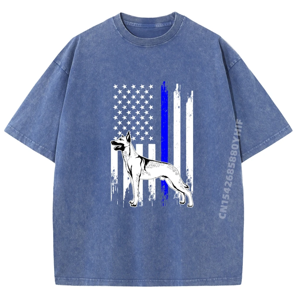 

Belgian Malinois Unit Thin T-Shirt Hip Hop Short Sleeve Loose Premium Cotton Printed Mens Tees Printed Washed T Shirt