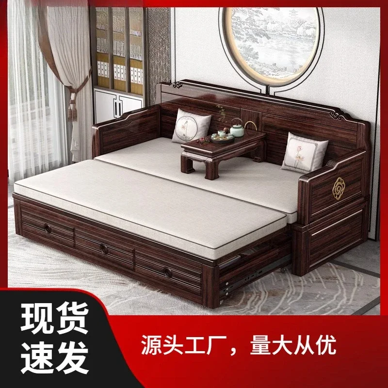 Arhat bed solid wood 2026 new sliding bed living room Arhat couch storage household dual-purpose purple gold sandalwood