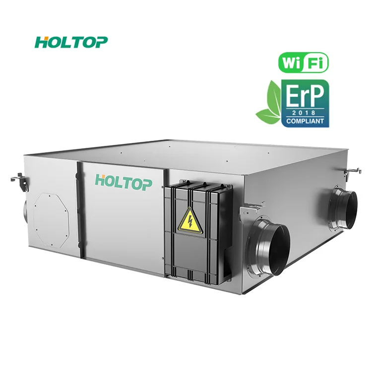 90% High Efficiency Ceiling Energy Recovery Ventilator Timer CO2 Sensor WIFI Control Heat Recovery Ventilation System