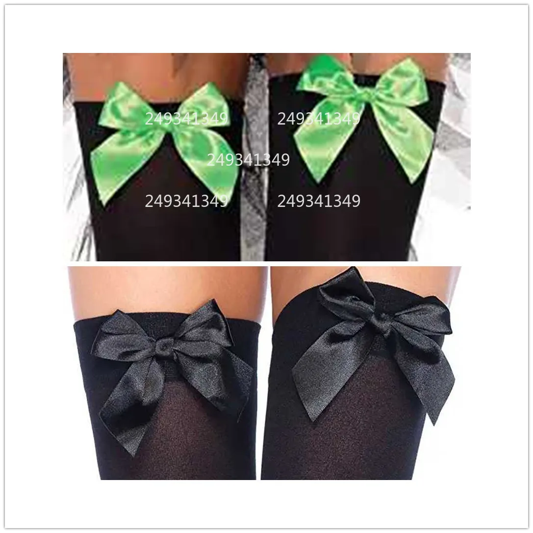 Bowknot Strips Cosplay Stockings Woman Christmas Dot Thigh-high Stocking Xmas Party Knee-high Socks Festival Costume Accessories