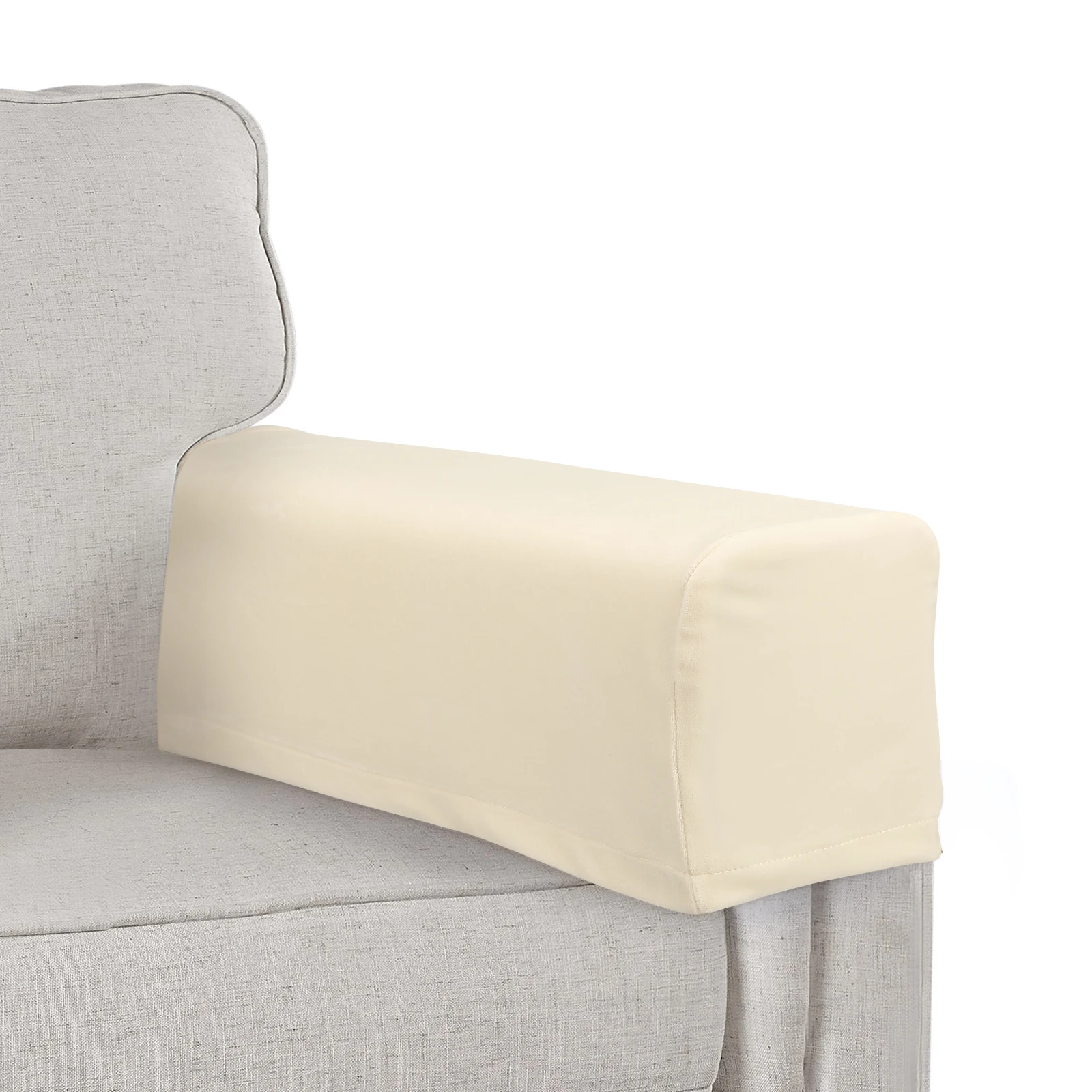 2Pcs Universal Sofa Armrest Cover Elastic Beige Protector Resilient Breathable for Home Couch Armrest Safeguard
