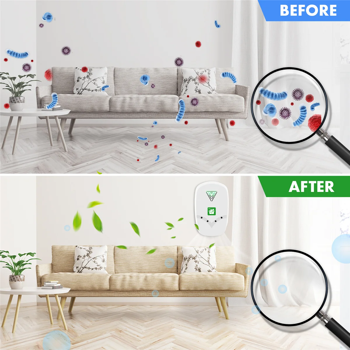 Generador de iones negativos de 32 millones, mini purificador de aire portátil enchufable para dormitorio, cocina, baño, oficina, enchufe del Reino Unido-LITE