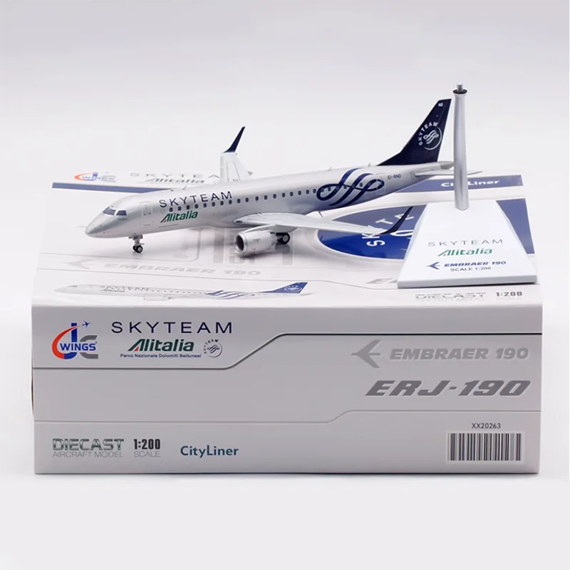 JC Wings Diecast 1:200 Scale Alitalia ERJ-190STD EI-RND ERJ-190 SkyTeam Alliance Aircraft Simulation Alloy Finished Souvenir Toy