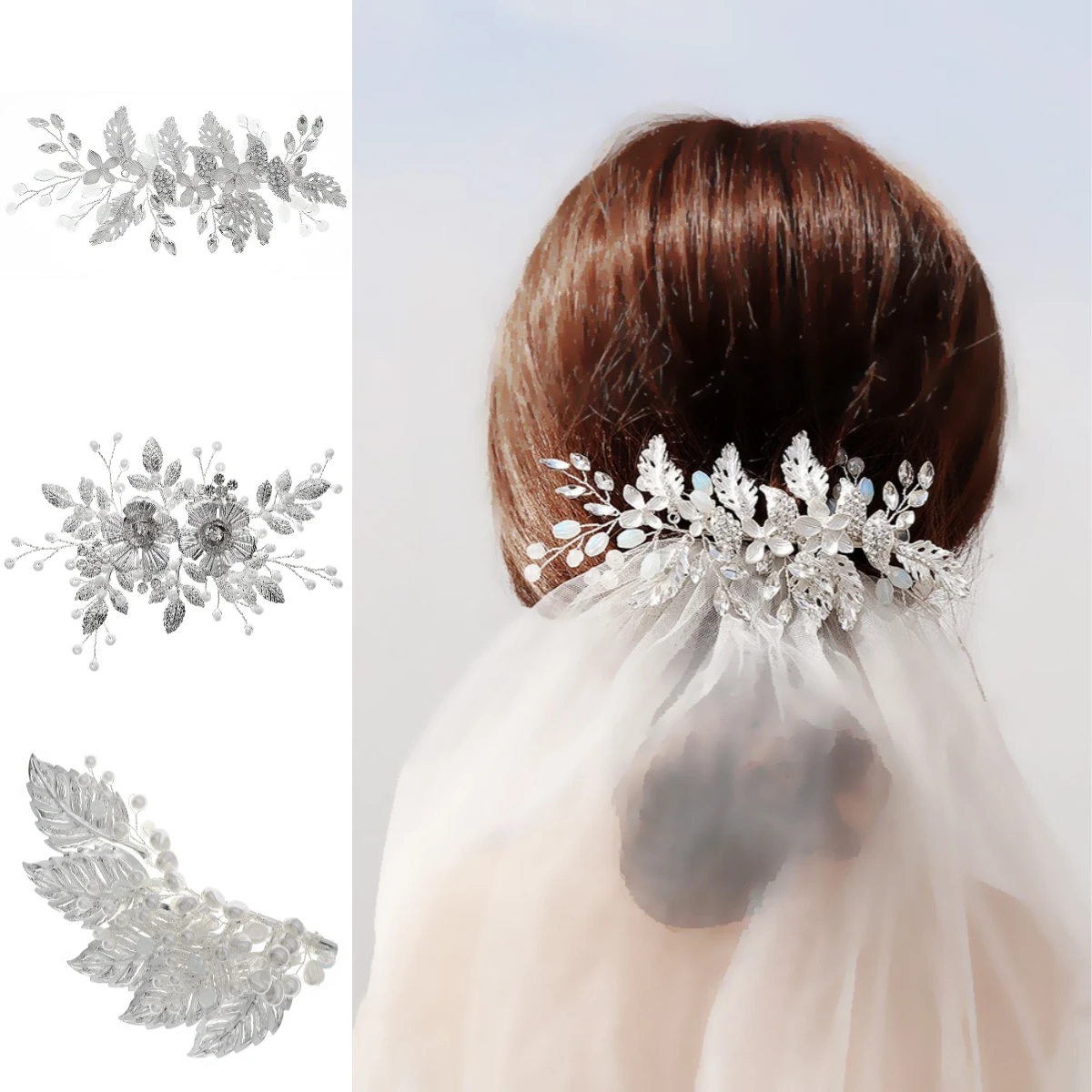 

Роскошные свадебные элегантные заколки для волос в Европе и Америке, модные металлические лезвия в стиле когтей, заколка для волос с кристаллами, свадебный головной убор