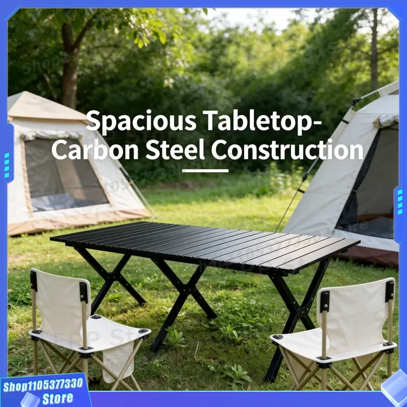 Portable Carbon Steel Folding Camping Table Rectangular Panel for Outdoor Garden Yard Beach Fishing Road Trip Backyard