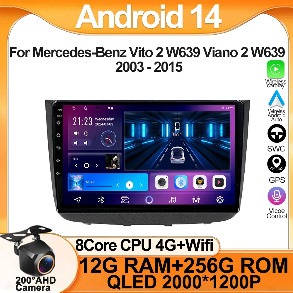 

Car Multimedia Video Player For Mercedes-Benz Vito 2 W639 Viano 2 W639 2003 -2015 Touch Screen Android Autoradio GPS Navigation