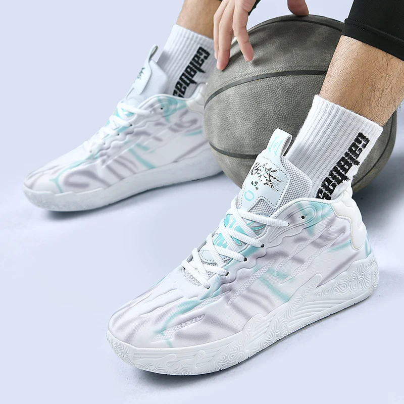 Men\'s outdoor leisure combat basketball shoes breathable wear resistant shock absorbent springback women\'s sports shoes