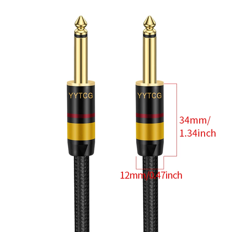 YYTCG High Purity OFC 6.5mm TS Male to Male Guitar Cable, Noise Reduction for Keyboard, Mixer and Amplifier
