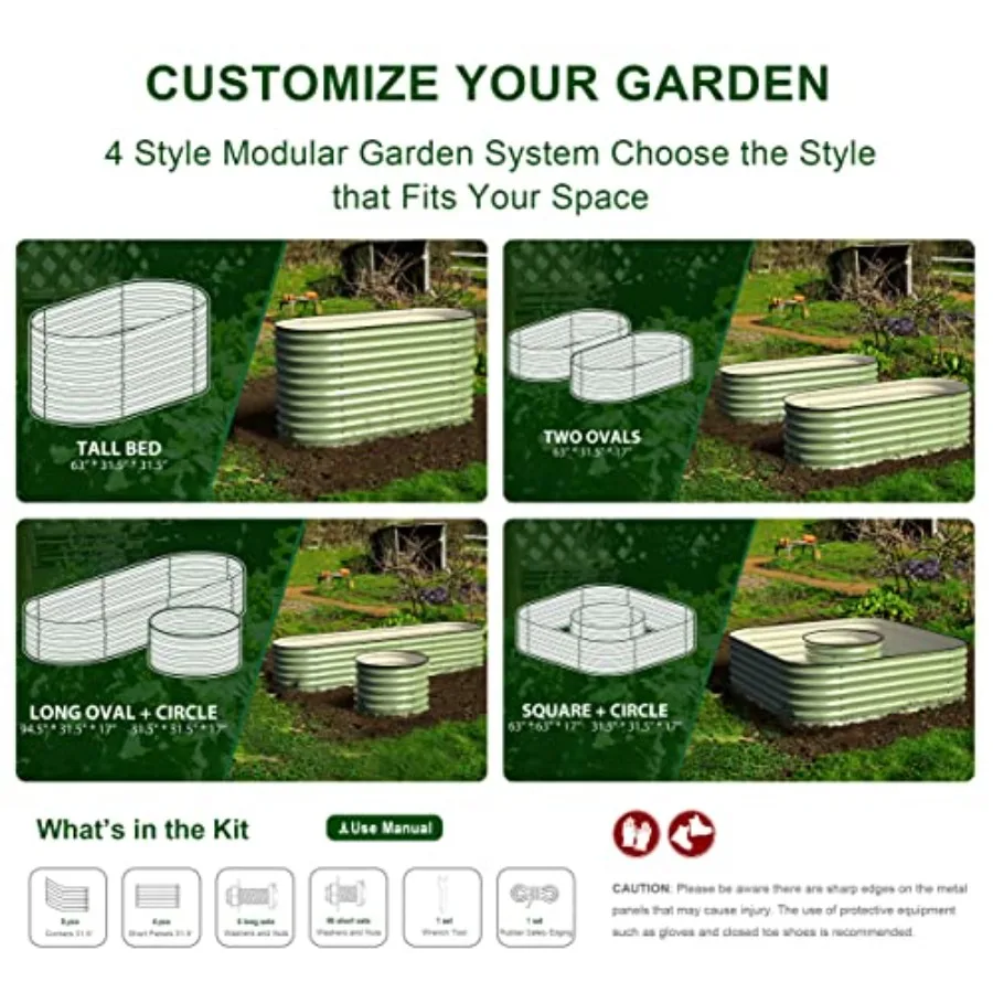 Outdoor modular galvanized steel raised garden beds, 17 tall, 4-in-1 metal planter boxes in silver-gray, rust-resistant and qui view 6