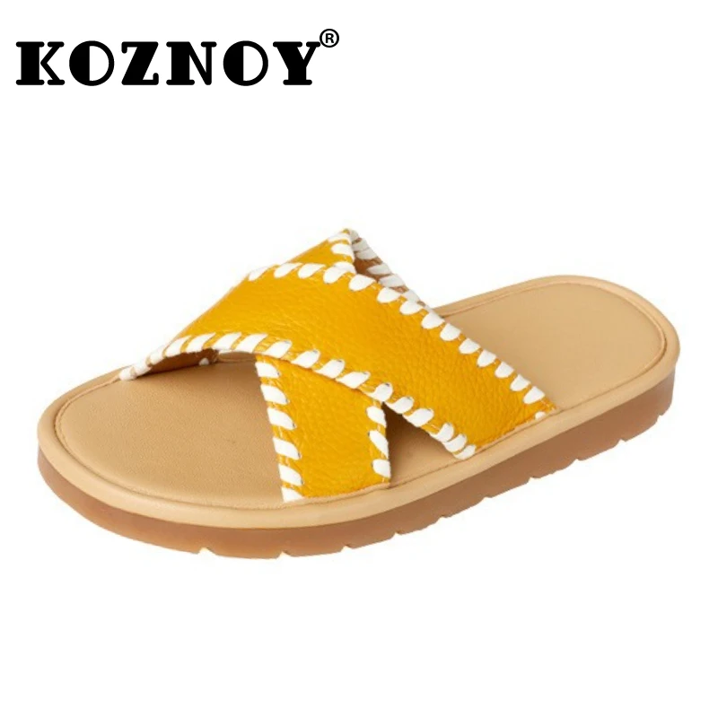 

Koznoy 1,5 см мокасины из натуральной кожи с открытым носком женские летние резиновые сандалии на плоской подошве на мягкой подошве на платформе на танкетке женская обувь