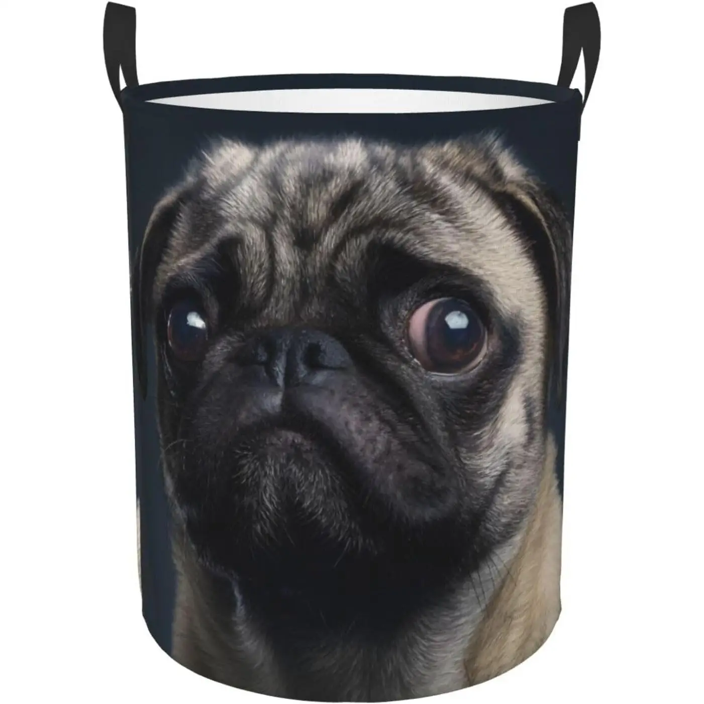 

Cute Pretty Pug Dog Print Circular Hamper Perfect For Organizing Clothes Toys And More