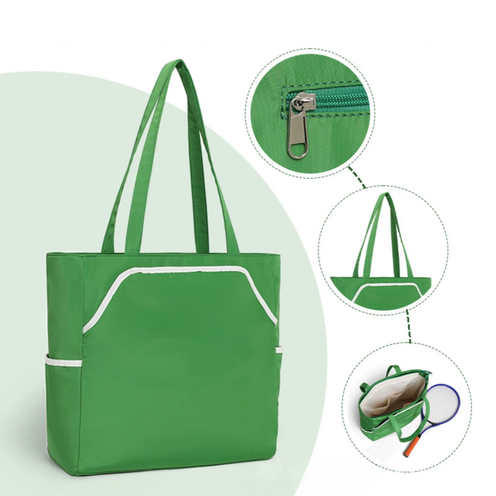 Racket Tote Bag Structured Racket Bag Carryall Roomy Reinforced for Players, Court, Training
