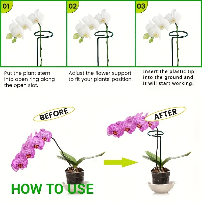 5pcs Garden Plant Flowers Stakes Metal Single Rod Flower Support Frames For Tomatoes Orchids Peonies Roses Gardening Accessories