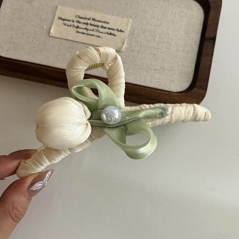 Moda słodka wstążka z tulipanem gumka do włosów dla kobiet dziewczynki śliczne eleganckie Bowknot spinka do włosów wykwintne frędzle akcesoria do włosów prezenty — zdjęcie 7