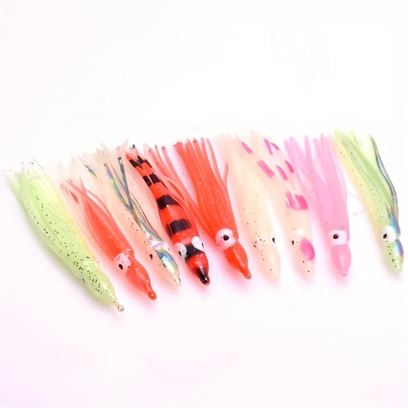 10pc Lifelike Squid Glow Lure, Luminous Artificial Bionic Octopus Soft Bait, Fishing Accessories For Saltwater Freshwate