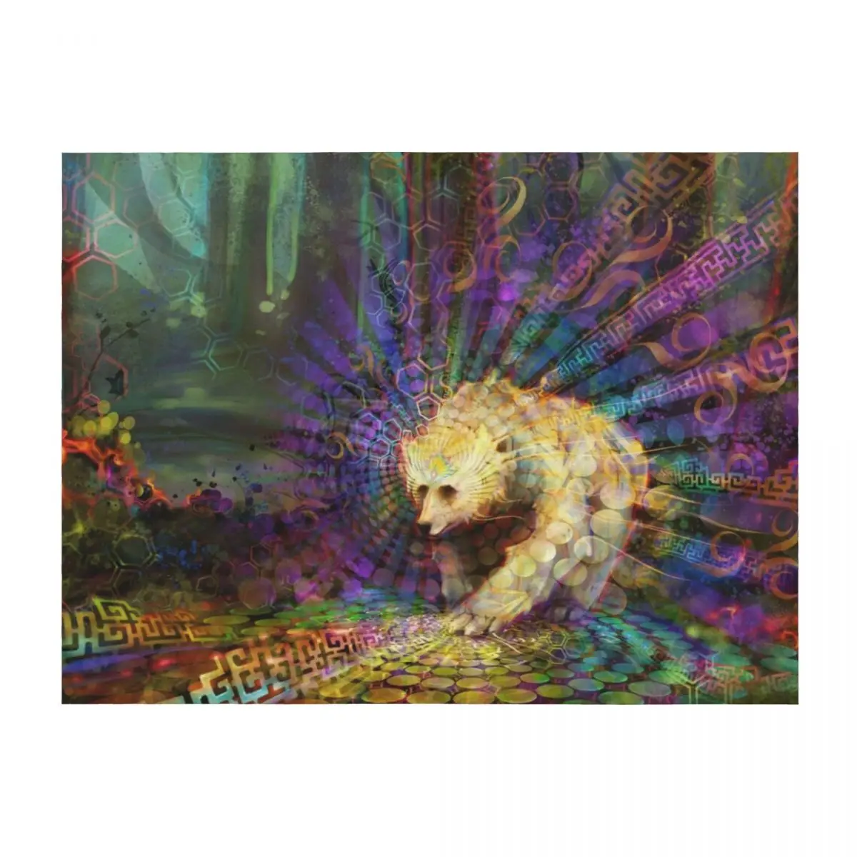 

Spirit Bear Throw Blanket Cute Plaid warm for winter heavy to sleep manga Blankets
