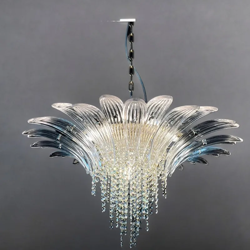 

France crystal Glass chandelier Home Height adjustable Lighting Large hotel Lobby Decoration Classic Lustre Ceiling Lamp