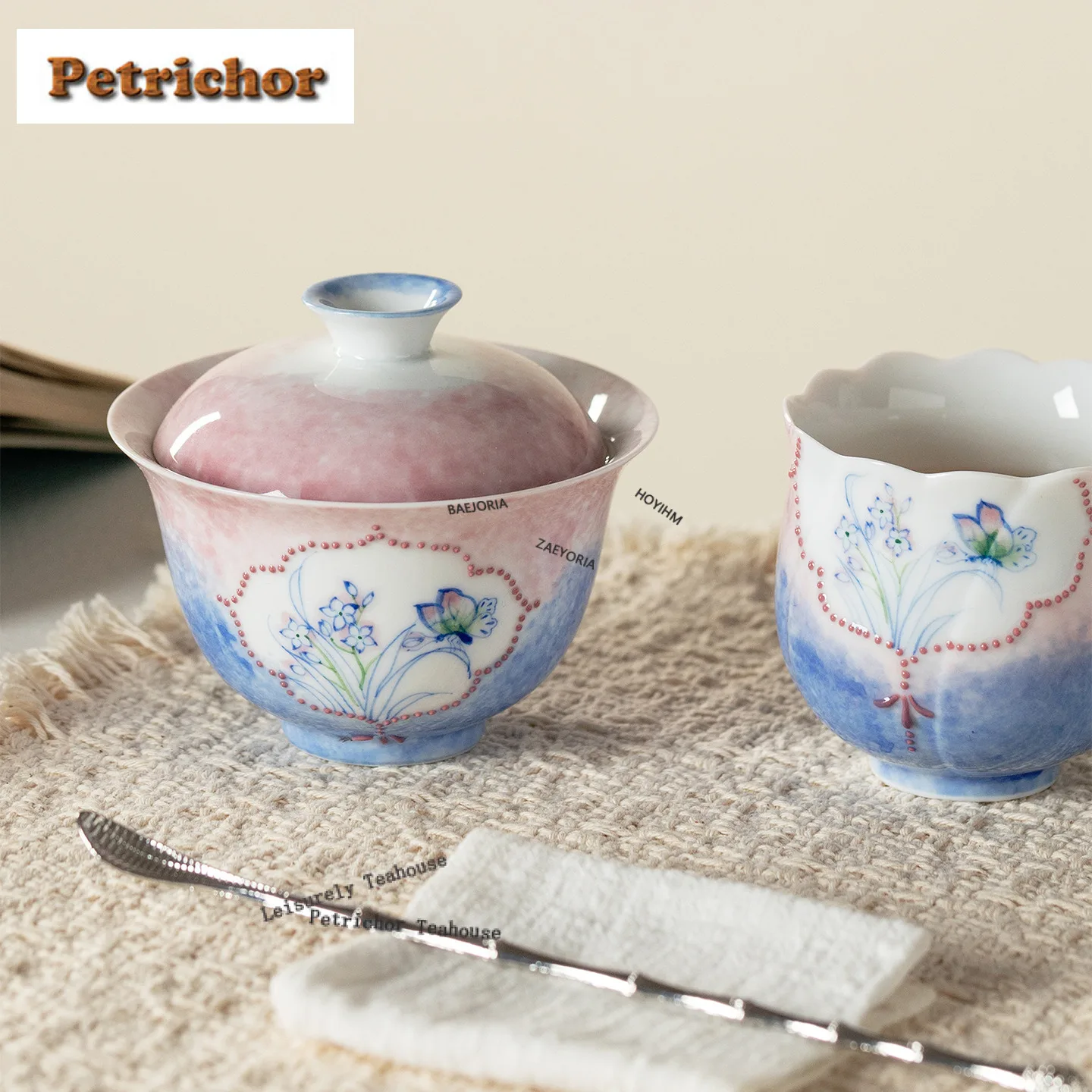 

120ml Hand-painted Butterfly And Flower Gaiwan Zen Tea Tureen Tea Bowl With Lid Kit Tea Maker Cover Bowl Teaware Ornaments